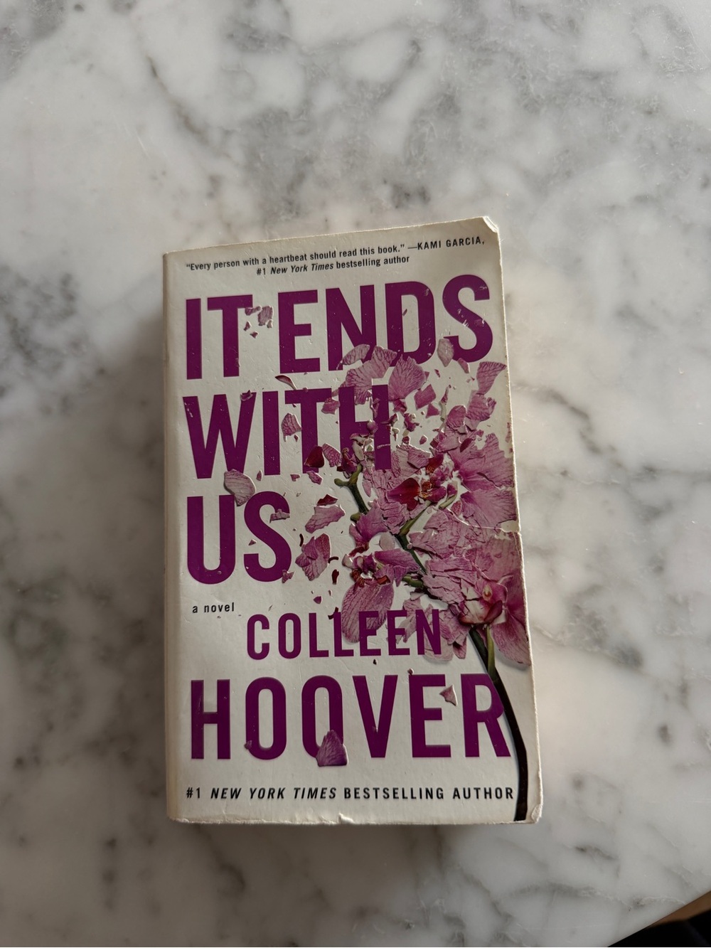 "It Ends With Us" - White & Pink Paperback Novel